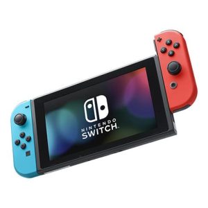 Nintendo Switch with Neon Blue and Red Joy-Con